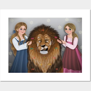 Two girls style the lion's mane Posters and Art